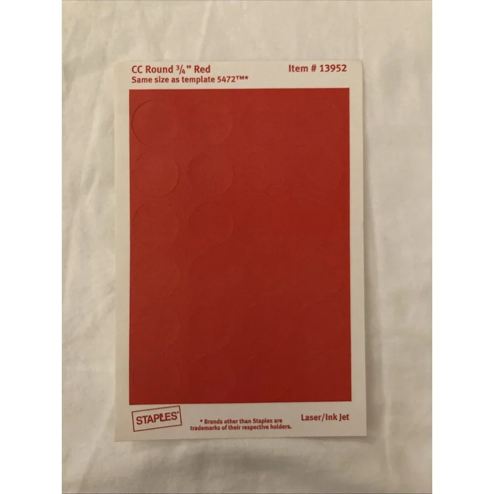 Staples Color Coding Labels | Red | 1 Sheet Only (24 Labels)